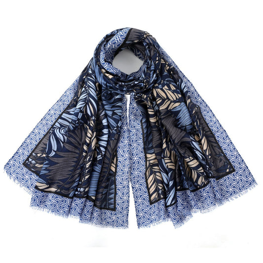 Blue Branches Mixed Cotton Scarf