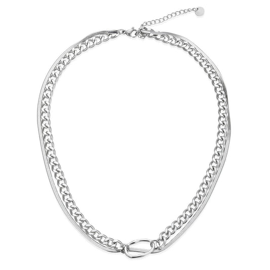 Silver Layered Chunky Chain Link Necklace