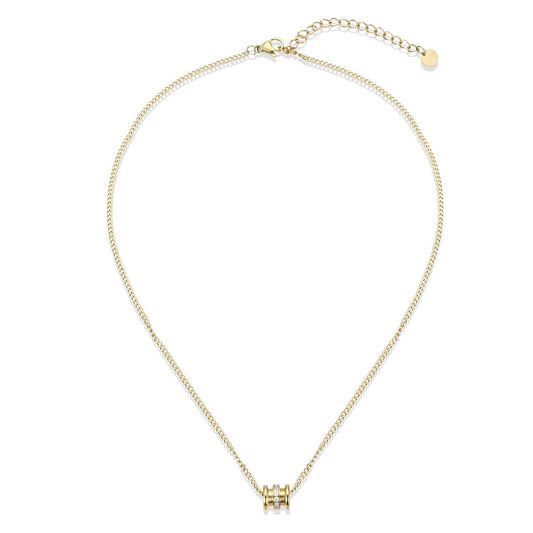 Gold Chain Necklace with Barrel Pendant and Diamantes
