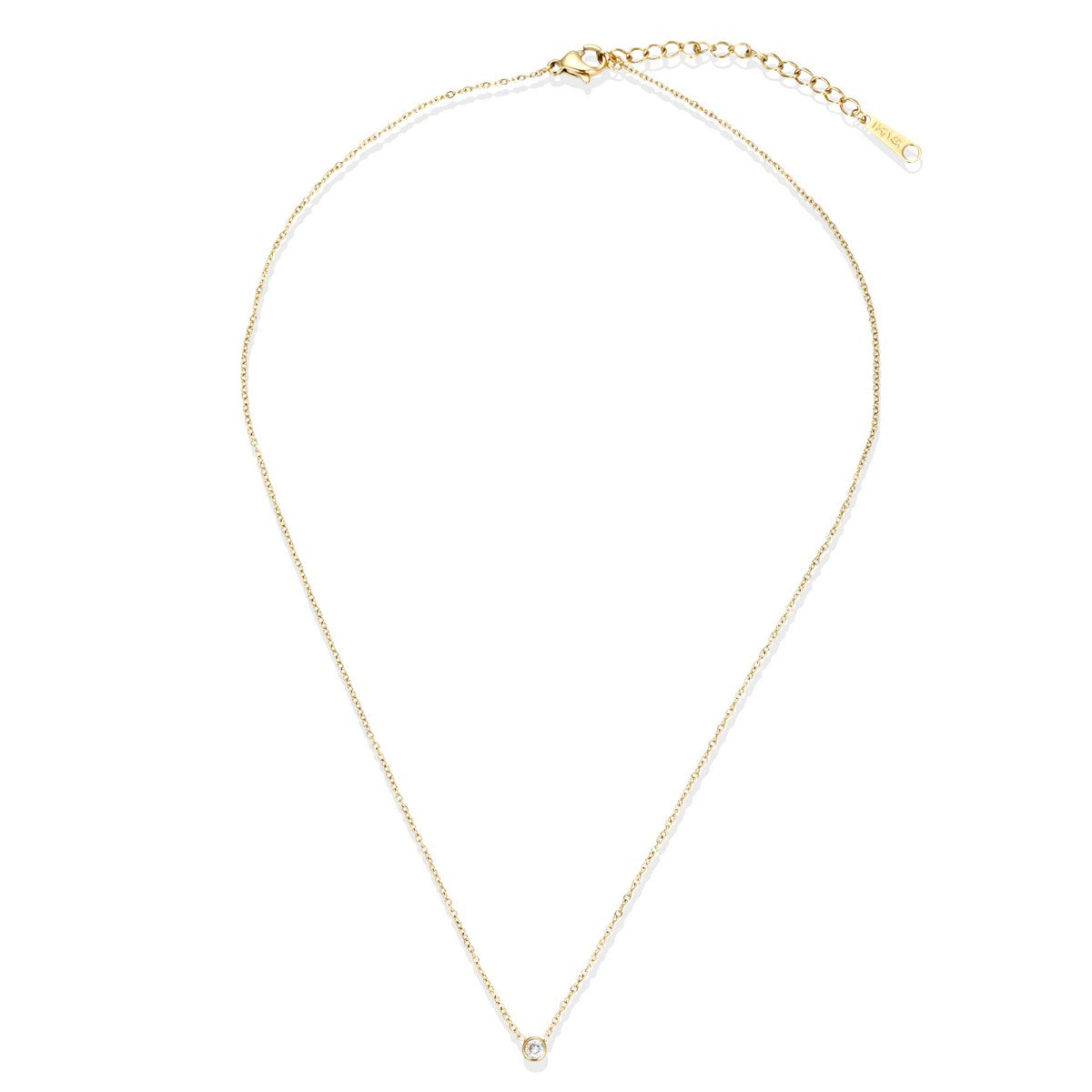 Gold Minimalist Gem Detail Necklace