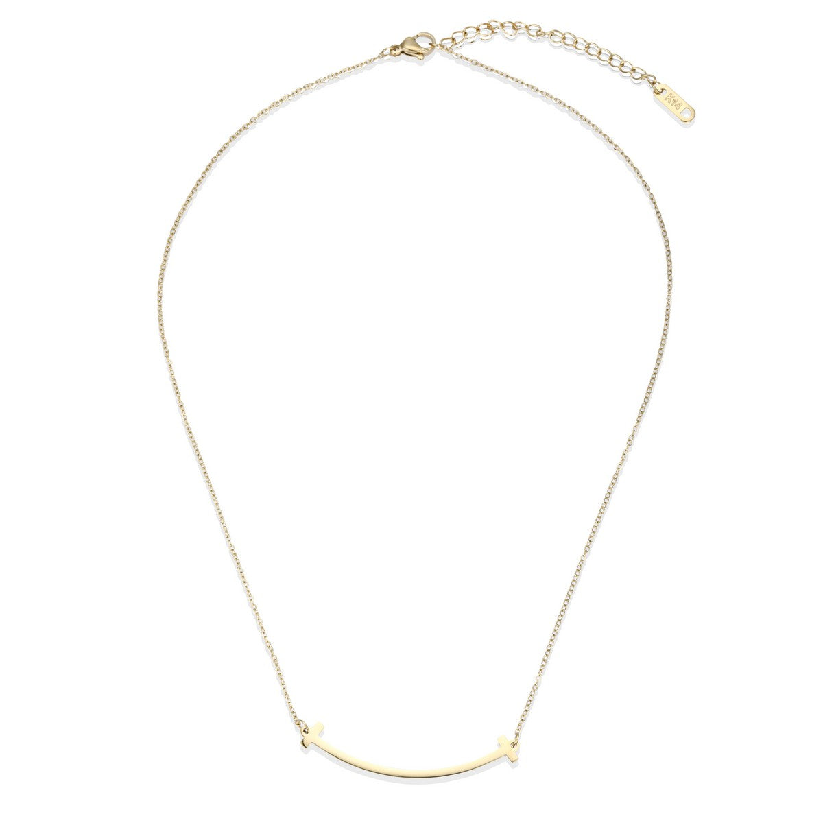Gold Necklace with Rounded Bar Detail