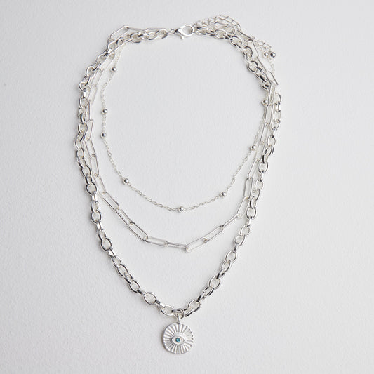 Silver Sparkle Drop Necklace