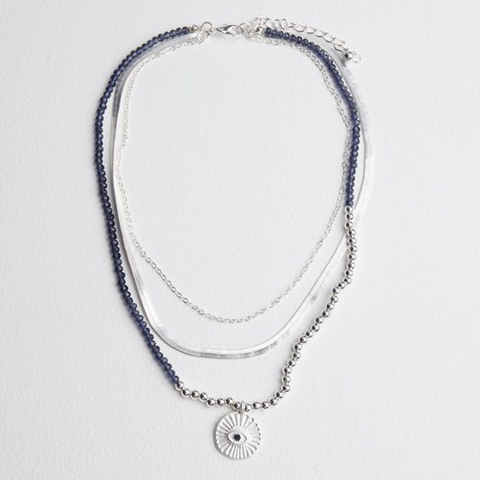 Silver Textured Chain Necklace