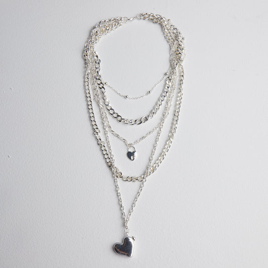 Silver Gemstone Drop Necklace