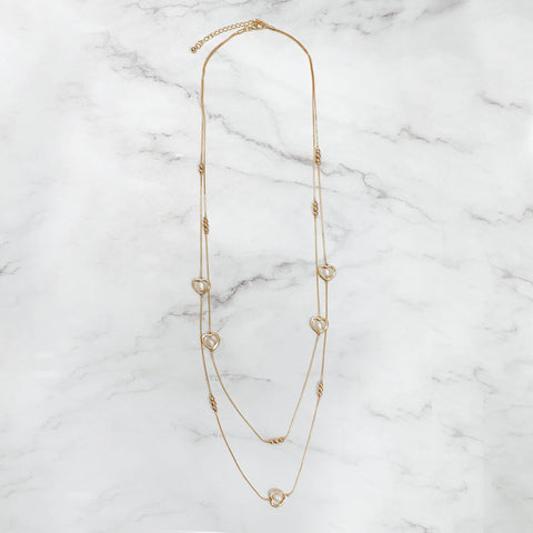 Pearl In Heart & Steel  Necklace