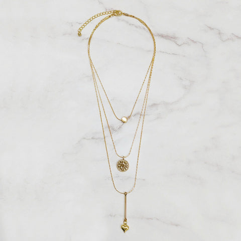 Hammered Effect Disk Pendant Necklace