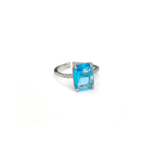 Blue Gem Adjustable Stone Silvery Ring