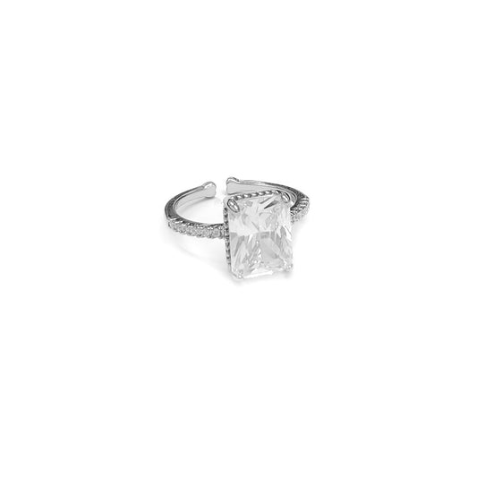 Adjustable Cushion Cut Silvery Ring
