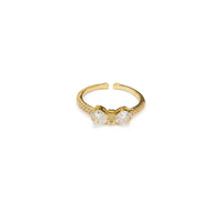 Adjustable Diamante Bow Golden Ring