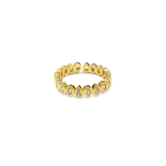 Teardrop Diamante Golden Ring