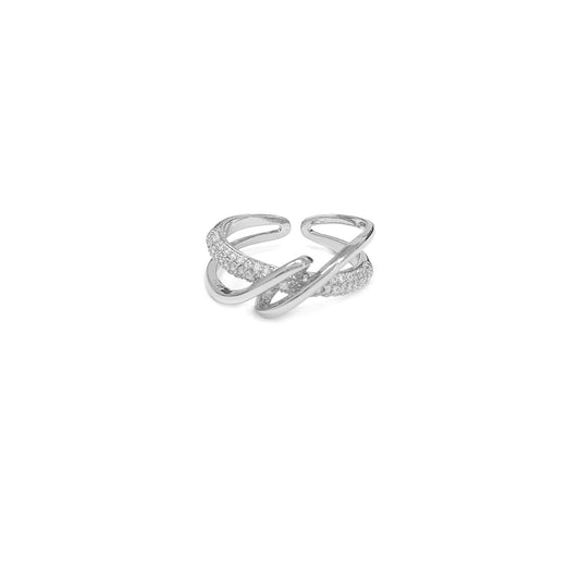 Swirl Diamante Silvery Ring