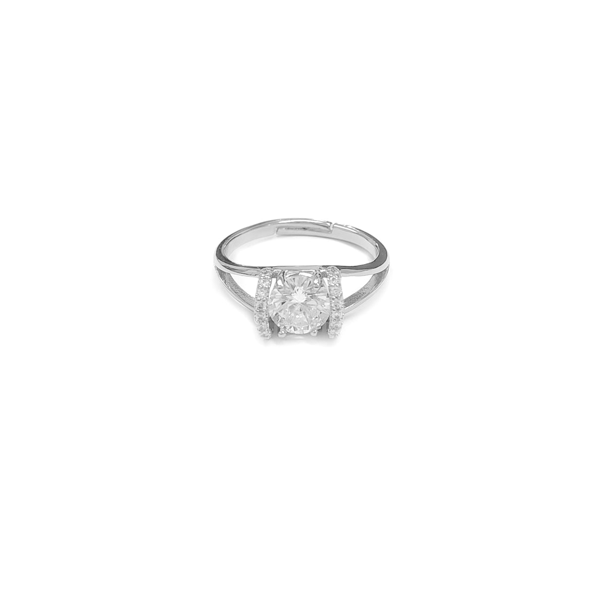 Adjustable Round Cut Gemstone Silvery Ring
