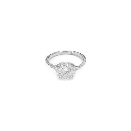 Simply Round Cut Gemstone Silvery Ring