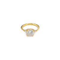 Adjustable Simply Round Cut Gemstone Golden Ring