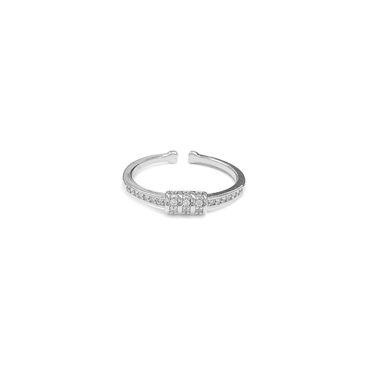 Tube Silvery Diamond Ring