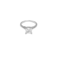 Adjustable Princess Cut Gemstone Silvery Ring
