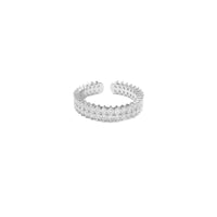 Adjustable Double Diamante Band Silvery Ring