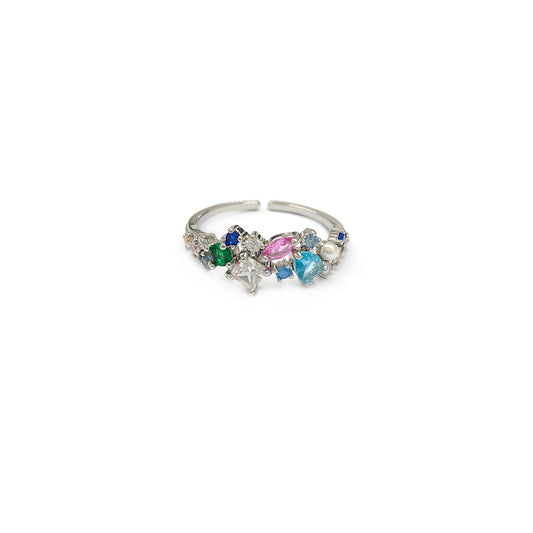 Coloured Gemstones Silvery Ring