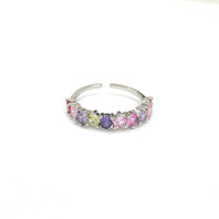 Adjustable Colourful Gemstones Silvery Ring