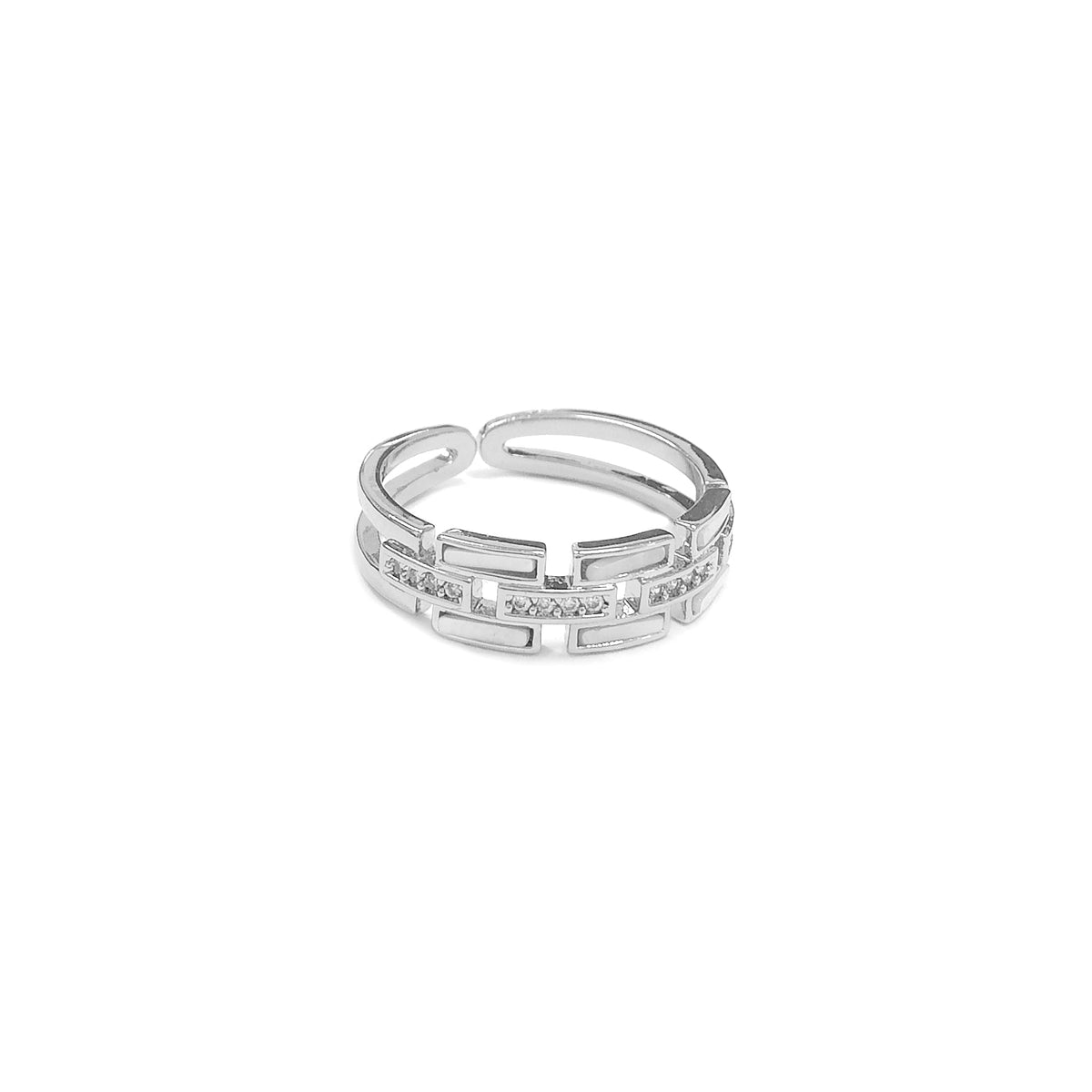 Hollow Chain Silvery Ring