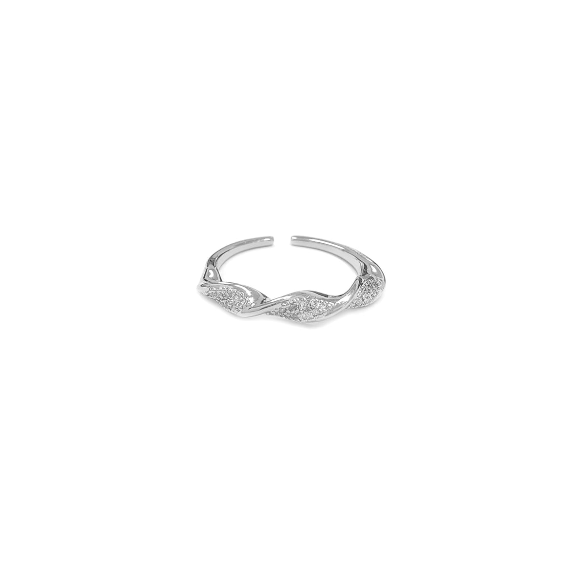 Diamante Twirled Band Silvery Ring