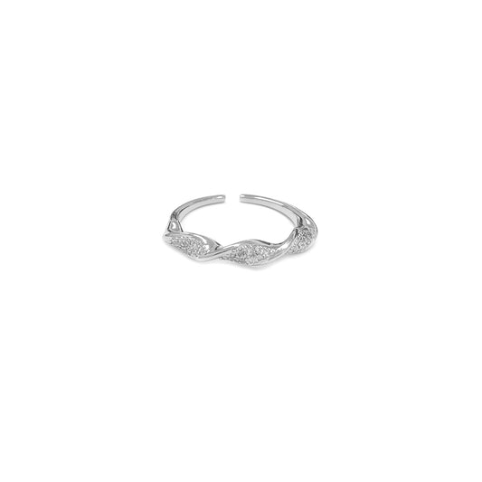 Diamante Twirled Band Silvery Ring