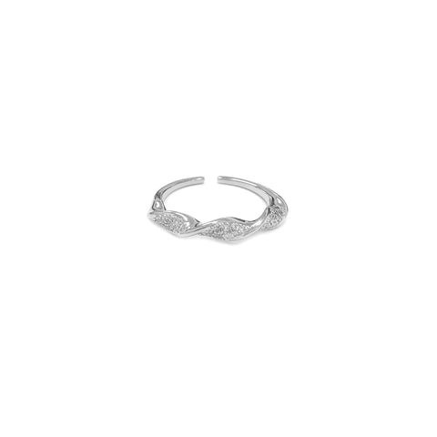 Diamante Twirled Band Silvery Ring