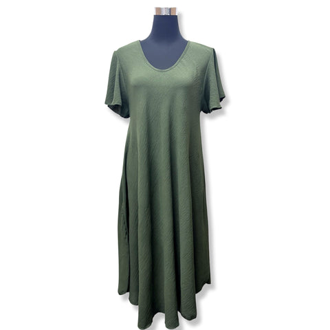 Olive Grove Belted Flared Dress