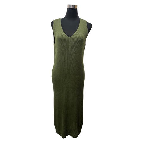 Forest Green Ribbed Knit with Ivory Belt