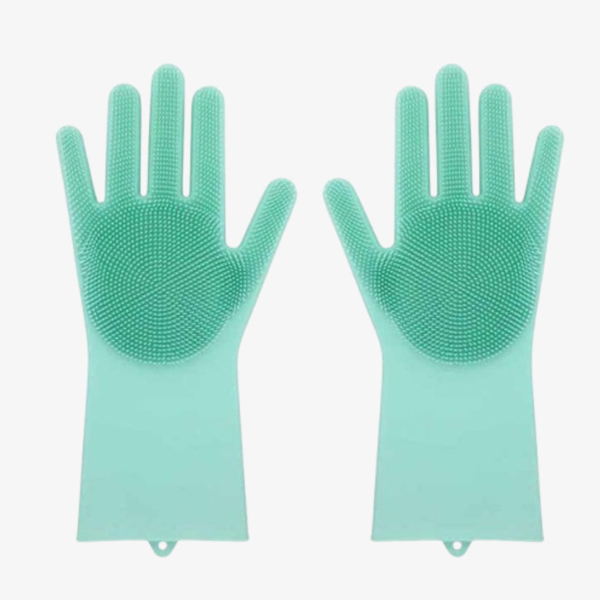 Kitchen Washing Gloves Silicone Cleaning Brush Gloves Heat-resistant Dishwashing Gloves Scrubber