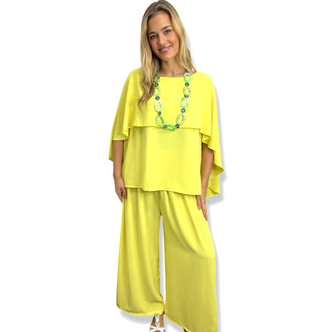 Cape Butterfly Top & Wide Leg Pants Co-ord Set Plus Size