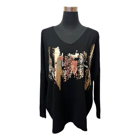 "La Vie Est Belle" V-Neck Pullover Sweater (Various Colors)