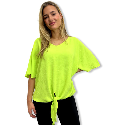 Electric Yellow Knot-Detail Top