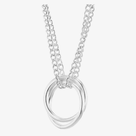 Linked Rings Double Curb Chain Adjustable Necklace