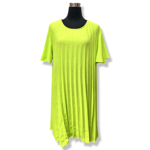 Neon Lime Ribbed Flutter Tunic