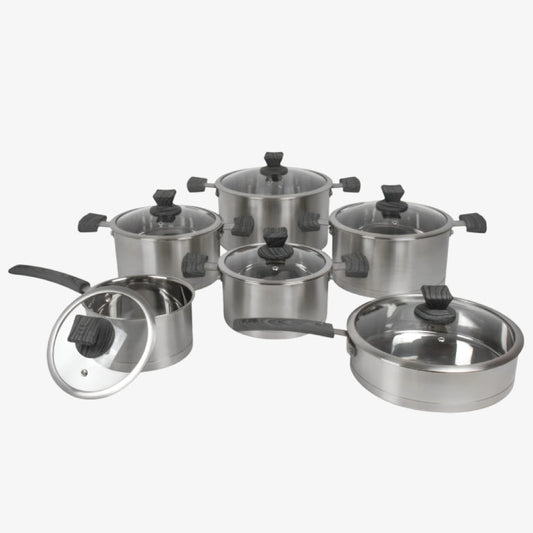 Lustro Touch 6pc Black Stainless Steel Cookware Set