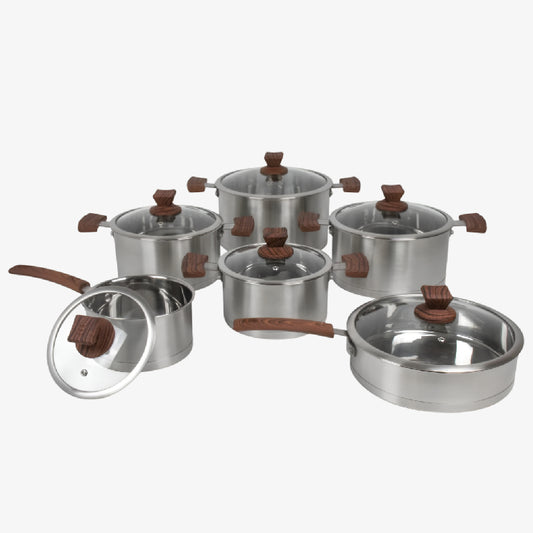 Lustro Touch 6pc Brown Stainless Steel Cookware Set