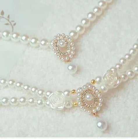 Luxury Double Pearl Pet Necklace Classic Collar for Small Dogs & Cats