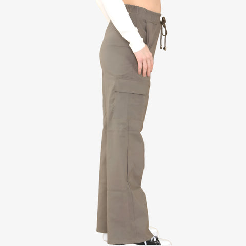 New Ladies Cargo Combat Stretch Trousers Womens Flared Pants