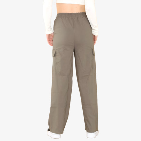 New Ladies Cargo Combat Stretch Trousers Womens Flared Pants