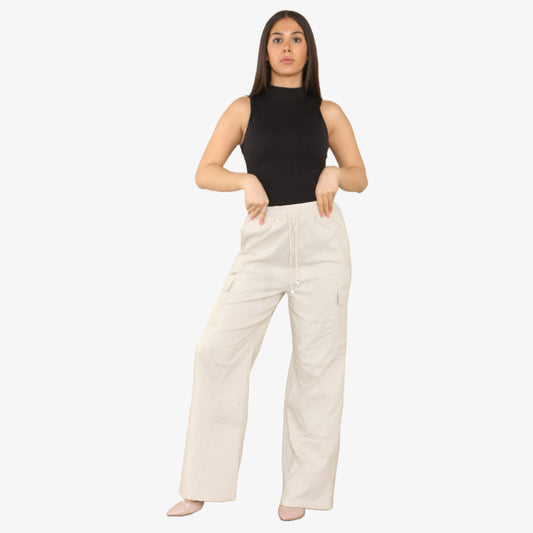 New Ladies Cargo Combat Stretch Trousers Womens Flared Pants