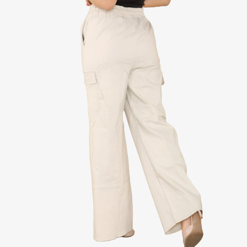 New Ladies Cargo Combat Stretch Trousers Womens Flared Pants