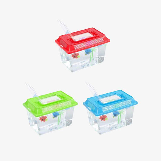 Plastic Aquarium Fish Insect Terrarium Tank with Carry Handle