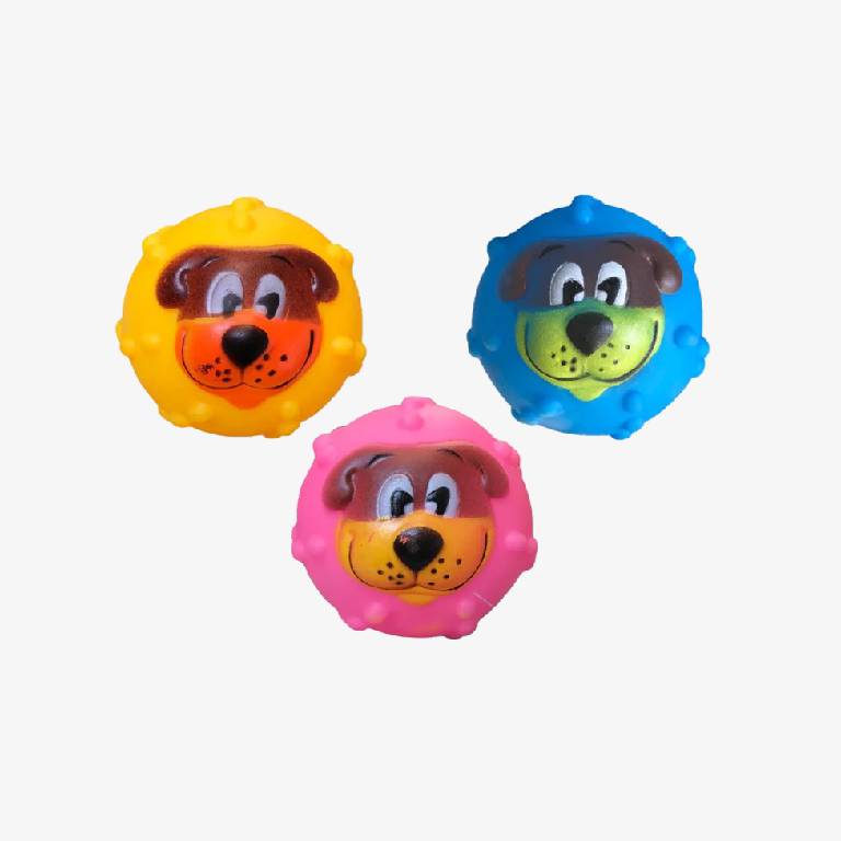 Pet Dog Toy Squeaky Ball with Dog Design 6 cm