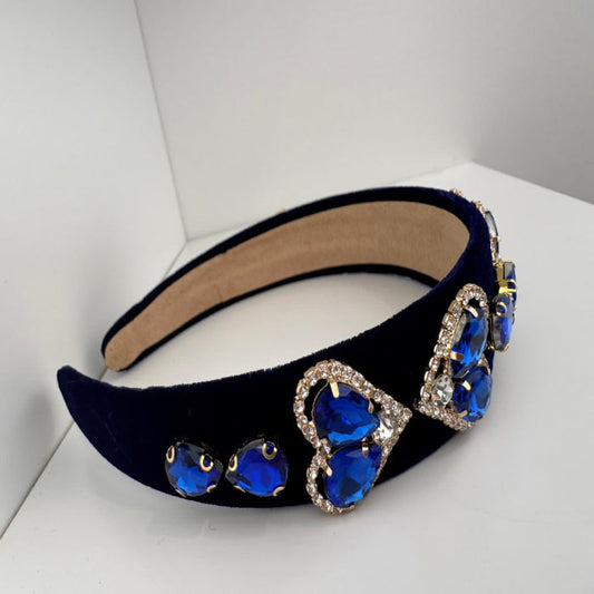 Navy Velvet Crystal Embellished Headband