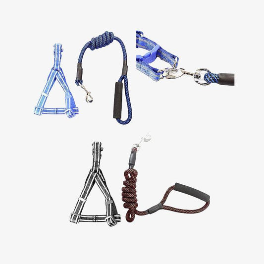 Reflective Nylon Dog Leash lead with Harness