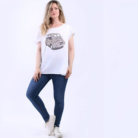 Italian Diamante Leo Foxi Car Cotton T-Shirt