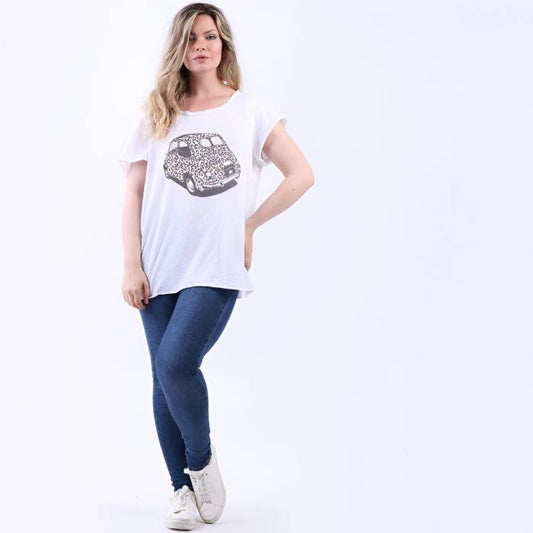 Italian Diamante Leo Foxi Car Cotton T-Shirt