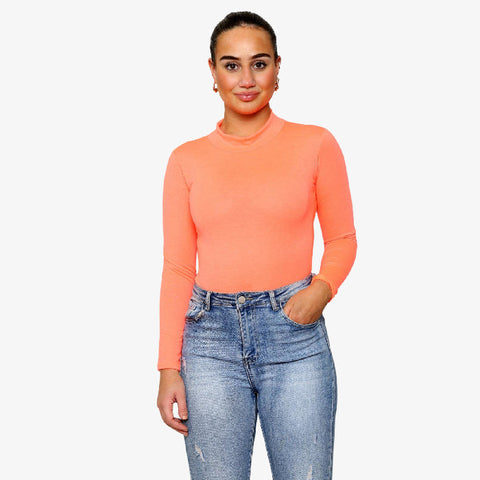 Elegant High Polo Neck Stretch Bodysuit Tee