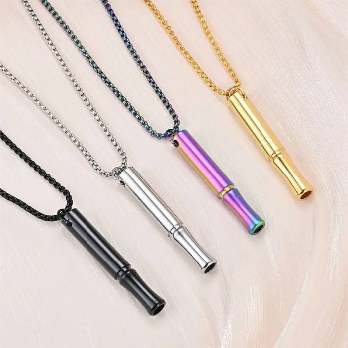 Stainless Steel Breathing Pendant  Stress Relief & Meditation Necklace
